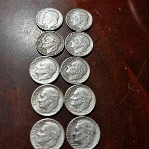 1964, 1963, 1960, 1957 Roosevelt Dime Set – 90% Silver (10 Coin Lot)